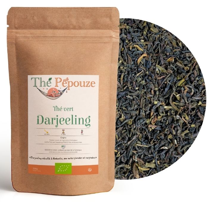 Thé vert Darjeeling bio FTGFOP des jardins d’Ambootia – feuilles sèches en vrac